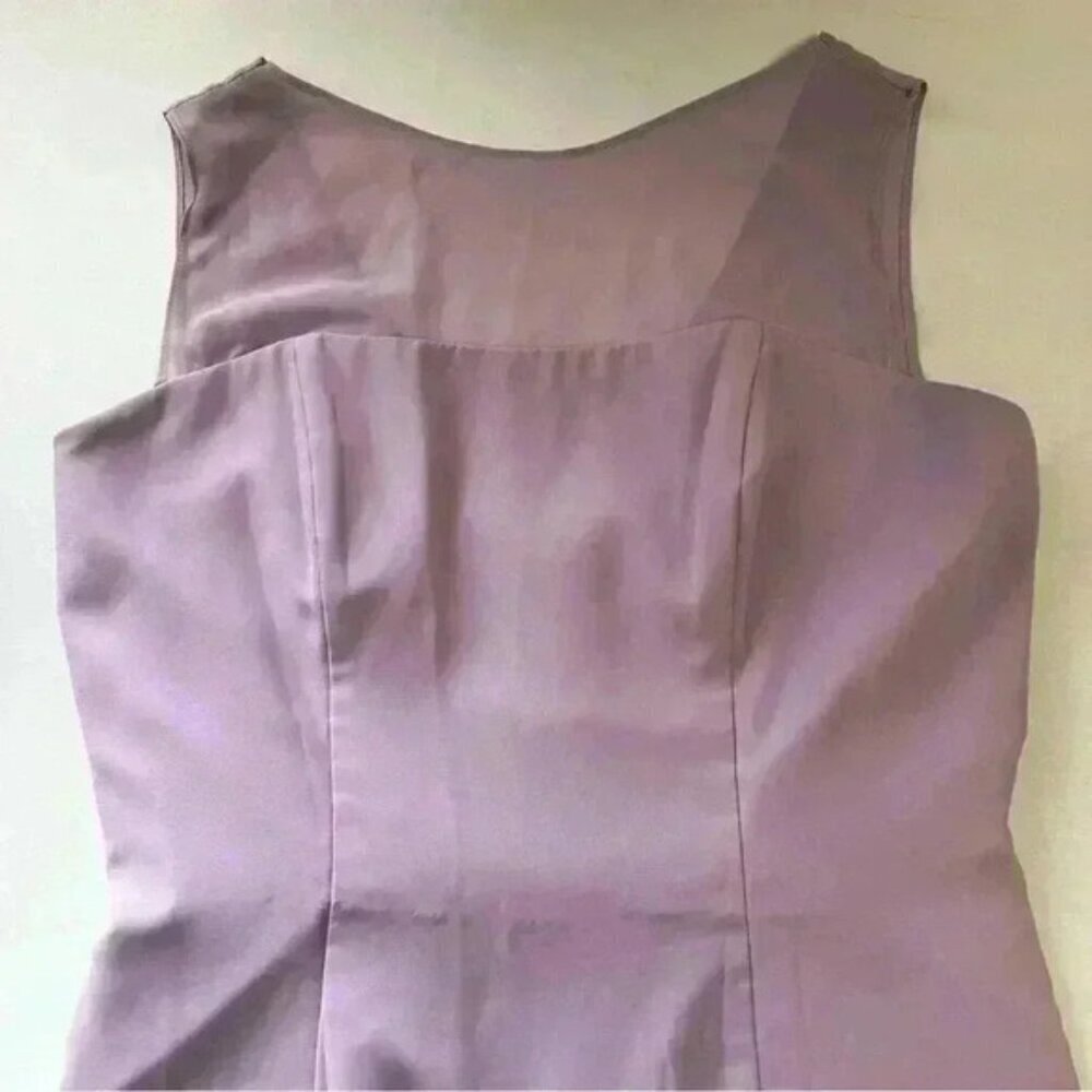 Christina Wu Dress Sheer Chiffon Sleeveless A-line Flowy Lilac Purple Gown 16 - Picture 14 of 15